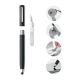 Stylo stylet personnalisé noir ouvert sur son kit de nettoyage pour écouteurs sans fil avec pointe et brosse