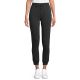 Pantalon de jogging femme publicitaire JET WOMEN noir en french terry, cordon et bords côtes
