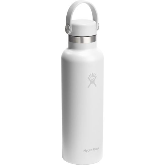 Bouteille isotherme Hydro Flask Standard Mouth 621 ml blanche en inox avec bouchon à anse souple