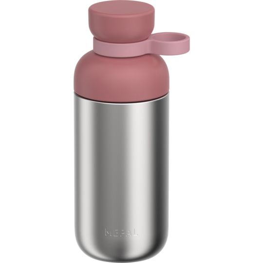 Gourde inox 500 ml personnalisée Mepal Vita en acier brossé avec bouchon rose et boucle de transport