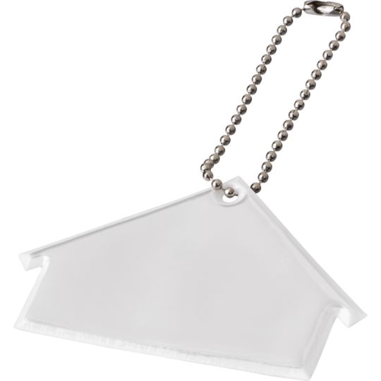 Réfléchissant à accrocher personnalisé blanc en forme de maison au toit pointu avec chaînette à billes