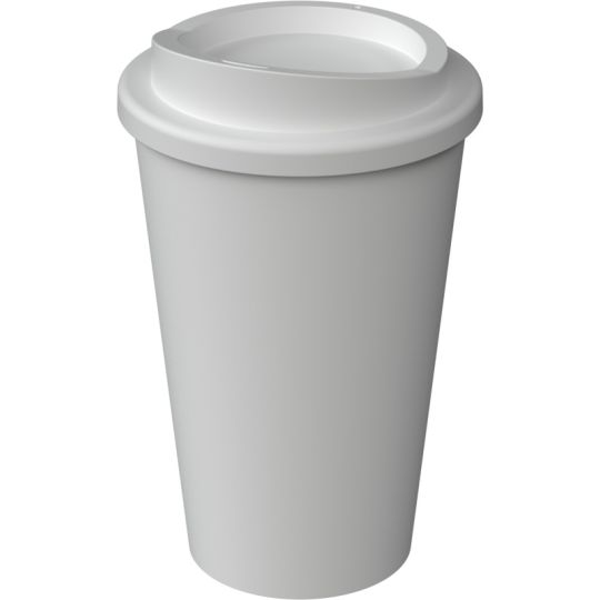 Gobelet isotherme personnalisable AMERICANO INFINITI gris clair de 350 ml avec couvercle à bec assorti, vue de face