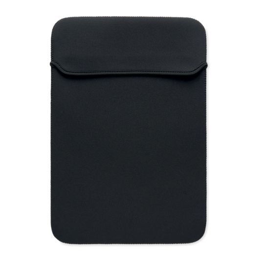 Housse ordinateur 16 pouces personnalisable NEOSLEEVE16 en néoprène noir avec ouverture à rabat, vue de face