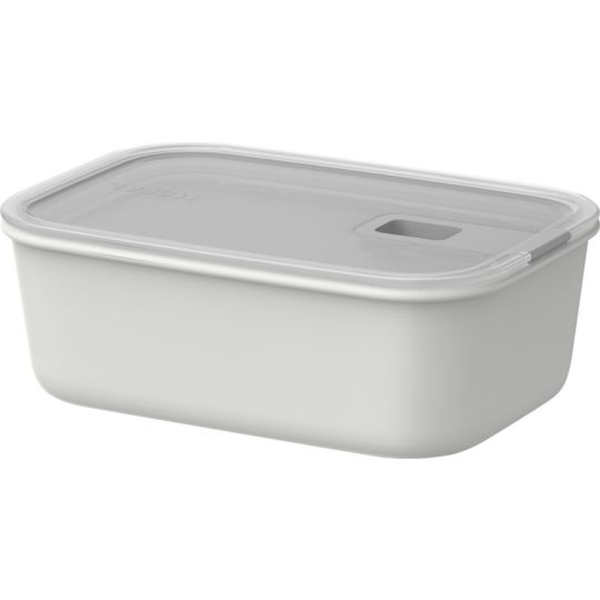 Boîte de conservation personnalisée Mepal EasyClip blanche avec couvercle givré, valve vapeur et clip latéral