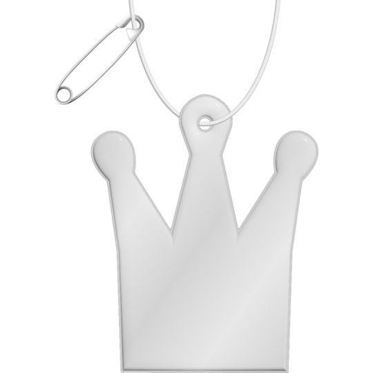 Pendentif réfléchissant couronne en TPU blanc à trois pointes avec cordon et épingle, goodies de visibilité