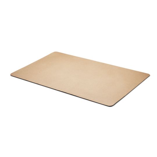 Sous-main publicitaire en papier recyclé beige aspect kraft, grand format à coins arrondis et base antidérapante