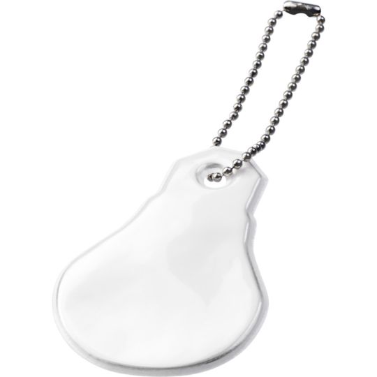 Accessoire réfléchissant personnalisé blanc en forme d'ampoule suspendu à une chaînette à billes métallique