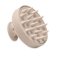 Brosse de massage du cuir chevelu MASSAGE beige avec picots souples en silicone et poignée arrondie en PP