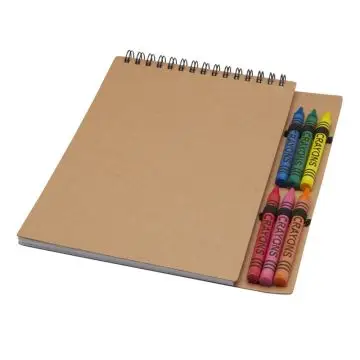 Carnet de notes personnalisable à spirales A5 à couverture souple et set de crayons gras - Doodle 