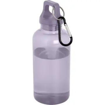 Bouteille d'eau publicitaire de 400 ml en plastique recyclé avec mousqueton - Oregon 