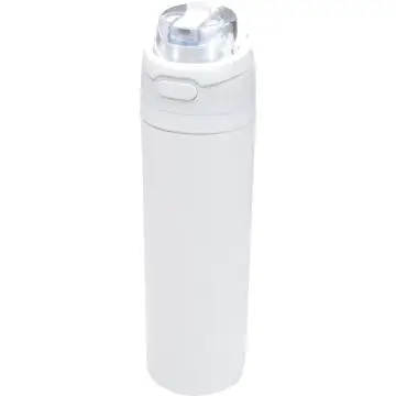 Bouteille d'eau 800 ml en acier inoxydable à simple paroi recyclé RCS, avec bouchon à double fonction et paille rabatt personnalisable - Theron