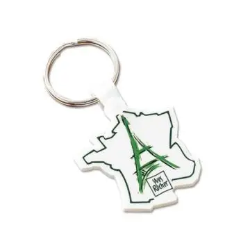 PORTE CLES PLASTIQUE SOUPLE FORME FRANCE (anneau 25 mm)