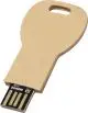 Clé USB écologique en papier recyclé kraft en forme de clé, tête percée d'une fente et connecteur apparent