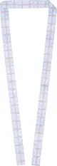 Lanyard avec badge personnalisé KORD sublimé d’un motif mosaïque bleu ciel et beige aux extrémités encochées
