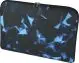 Pochette ordinateur personnalisée Mila 17 pouces noire sublimée d'un motif géométrique bleu, fermeture zippée