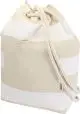 Sac marin personnalisé Florida rayé blanc et naturel en coton recyclé avec corde blanche et poche avant