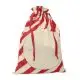 Grand sac coton père noël rayé rouge et blanc avec cordon serrage et zone personnalisation circulaire