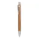 Stylo en bois d'acacia JAKARTA à poussoir avec clip et embouts chromés brillants, présenté à la verticale