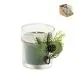 Bougeoir en verre personnalisable FOREST avec bougie verte, ficelle de jute, feuillage et pomme de pin, coffret kraft