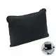 Coussin personnalisé SUICUSH noir en suédine avec passepoil, utilisable comme coussin de dos sur un fauteuil