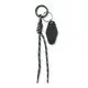 Porte-clés personnalisé KEYBRAID en corde tressée noire chinée avec étiquette ABS noire et anneau métal