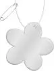 Pendentif réfléchissant en forme de fleur à cinq pétales en PVC blanc avec cordon et épingle de sûreté