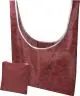 Sac shopping pliable personnalisé Edy bordeaux sublimé avec anses à biais blanc et sa pochette de rangement
