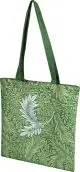Tote bag personnalisé en polyester sublimé d'un feuillage vert avec plume blanche et anses vert foncé