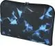 Housse ordinateur personnalisée Mari noire sublimée d'un motif géométrique bleu avec fermeture zippée