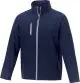 Veste softshell recyclée homme Orion bleu marine vue de face avec col montant et zip central à ruban clair