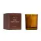Bougie d'ambiance personnalisée Quiet Rebellion en verre ambré avec son coffret chocolat à motif