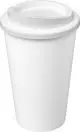Gobelet isotherme publicitaire AMERICANO POP blanc de 350 ml à double paroi avec couvercle à bec, vue de face