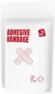 Kit de pansements personnalisé en pochette papier blanche imprimée Adhesive Bandage en rouge avec logo