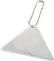 Pendentif réfléchissant personnalisable en triangle blanc pointe en bas, suspendu à une chaînette à billes métallique