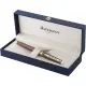 Stylo de luxe personnalisé Waterman Hemisphere marron écrin cadeau prestige bleu marine molletonné ivoire objet publicitaire haut gamme