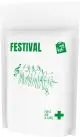 Kit festival personnalisé en pochette papier blanche avec titre Festival vert et illustration de foule dessinée