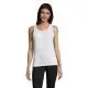 Débardeur sport femme personnalisable blanc en mesh polyester à dos nageur porté de face avec un pantalon noir