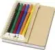Cahier personnalisé avec marqueurs Squiggle B6, couverture kraft, spirale et pochette zippée avec six feutres