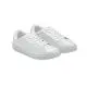 Baskets personnalisées en PU taille 38 blanches, semelle caoutchouc et lacets polyester, vue de trois quarts
