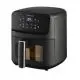 Air fryer publicitaire Prixton Cook Organics 4,2 L noir mat, écran tactile LED incliné et tiroir à fenêtre