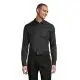 Chemise homme sans repassage personnalisée BLAISE MEN foncée à col italien, portée avec un pantalon noir