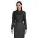 Chemise femme personnalisée BLAISE WOMEN noir profond portée, manches longues et col classique boutonné