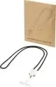 Câble lanyard 5 en 1 Ion à cordon noir, embout blanc et attache plate, présenté avec sa pochette kraft illustrée