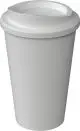 Gobelet isotherme personnalisable AMERICANO INFINITI gris clair de 350 ml avec couvercle à bec assorti, vue de face