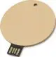 Clé USB ronde personnalisable en papier recyclé kraft, disque plat avec petit œillet et connecteur USB apparent
