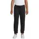 Jogging enfant personnalisé noir en molleton coupe slim porté avec un t-shirt blanc, chevilles en bord-côte