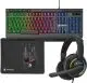 Kit gaming personnalisé Prixton Dragon avec clavier rétroéclairé, souris, casque et tapis de souris noirs