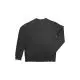 Sweat col rond noir profond made in France posé à plat, molleton coton bio et bords côte aux poignets
