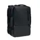 Sac à dos ordinateur personnalisé noir XJUST en RPET vu de trois quarts avec poignée, poches zippées et sangles