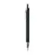 Stylo publicitaire en aluminium recyclé NOSTA noir mat à bouton-poussoir et clip, présenté à la verticale